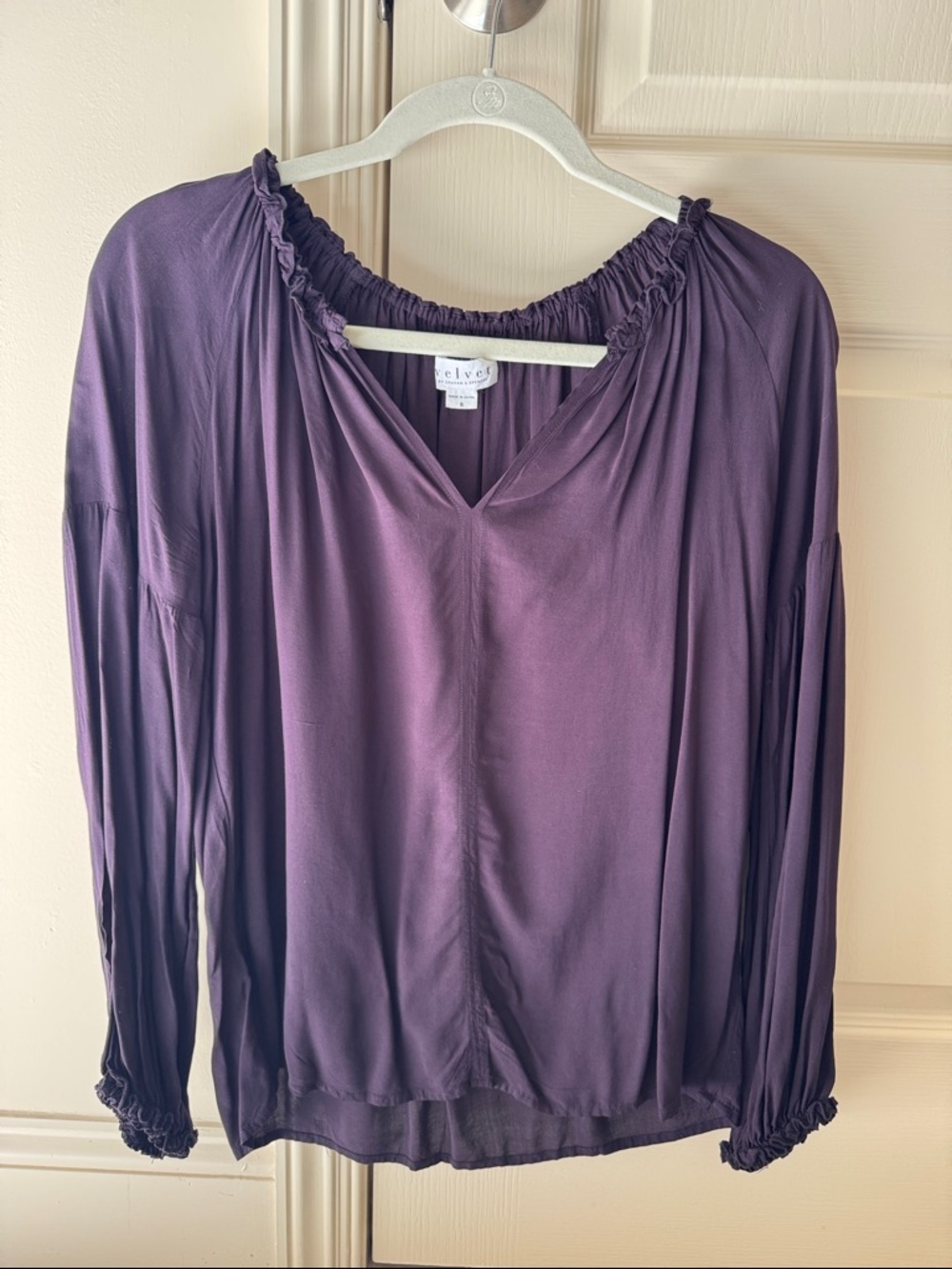 Velvet by Graham & Spencer Plum Long-Sleeve V-Neck Blouse
